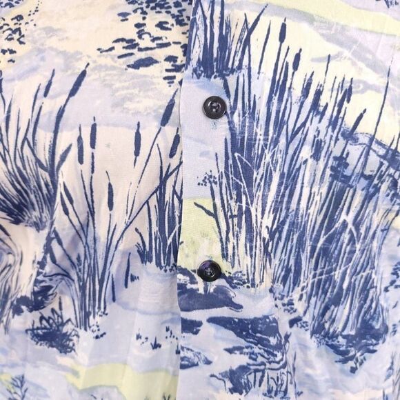 Sears Kings Road Disco Shirt Vintage 70s Duck Pond AOP Made In USA Mens Small - Picture 2 of 6